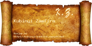 Kubinyi Zamfira névjegykártya